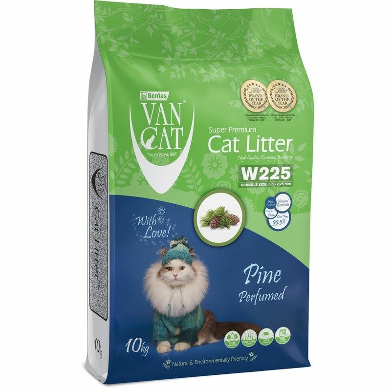 Van Cat Pine наполнитель для кошек, 100% натуральный, комкующийся, без пыли, с ароматом соснового леса - 10 кг