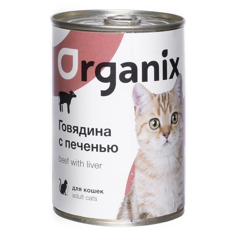 Organix влажный корм для кошек, с говядиной и печенью, в консервах - 410 г