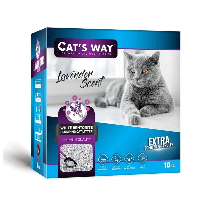 Cats way Box White Cat Litter With Lavander And Purple Granule наполнитель для кошачьего туалета с ароматом лаванды - 6 л ( коробка)