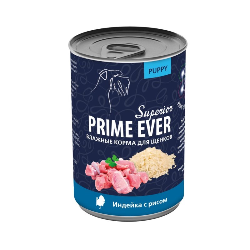 Корм для щенков Prime Ever Superior индейка с рисом банка 400г