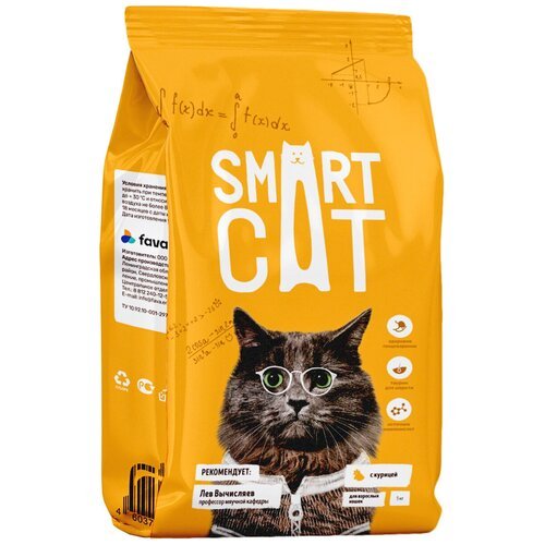 SMART CAT для взрослых кошек с курицей (5 + 5 кг)