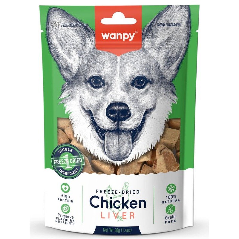 Wanpy Dog сублимированное лакомство для собак, куриная печень - 40 г