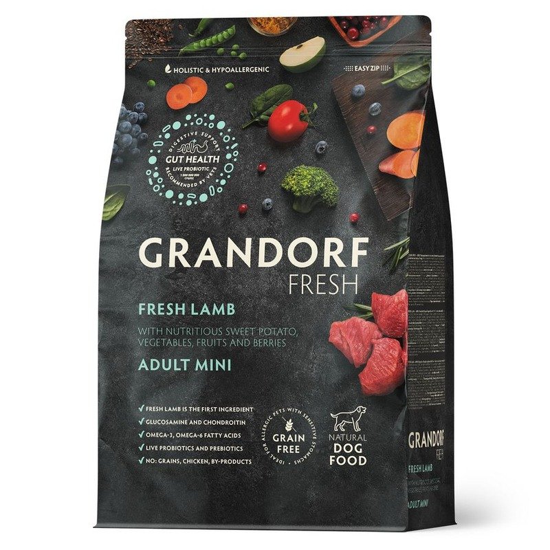 Сухой корм GRANDORF FRESH GRAIN FREE DOG ADULT MINI LAMB & SWEET POTATO беззерновой для взрослых собак маленьких пород с ягненком и бататом - 3 кг