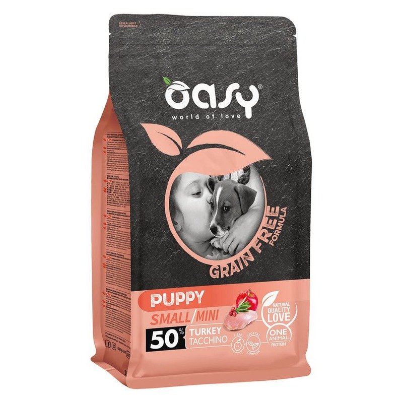 Oasy Dry Dog Grain Free Puppy Small сухой корм для щенков мелких и миниатюрных пород беззерновой с индейкой