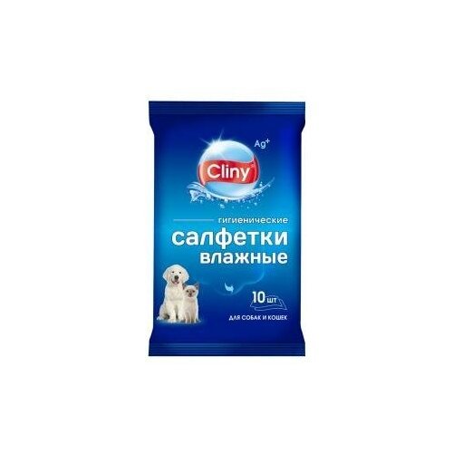 Cliny (Клини) Салфетки влажные гигиенические для собак и кошек 10 шт Арт.50540