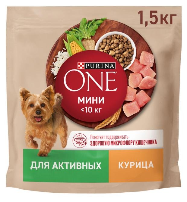 Сухой корм для собак мелких пород Purina ONE Моя Собака курица с рисом, 1,5 кг