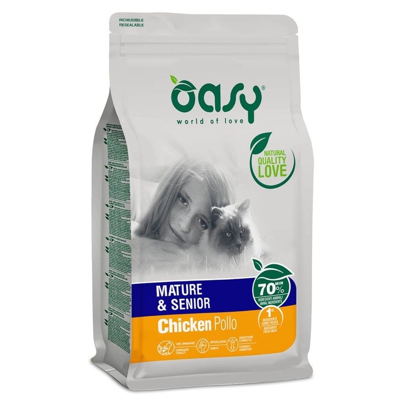 Oasy Dry Cat Mature and Senior сухой корм для пожилых кошек старше 7 лет с курицей