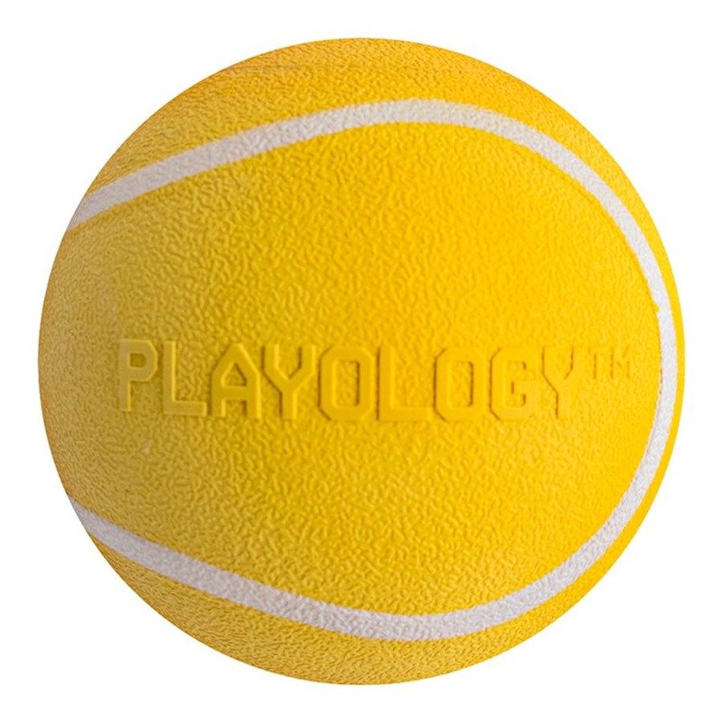 Playology Squeaky Chew Ball игрушка для собак средних и крупных пород, жевательный мяч с пищалкой, с ароматом курицы, желтый - 8 см