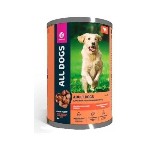 All Dogs Корм консервированный для собак тефтельки с говядиной в соусе банка 10 AL 914 0,415 кг 49049 (13 шт)