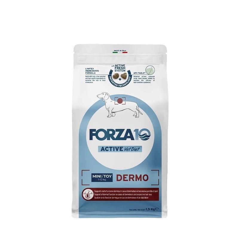 Forza10 Active VetDiet Dermo Mini/Toy сухой корм для собак мелких пород, для кожи и шерсти, с рыбой - 1,5 кг