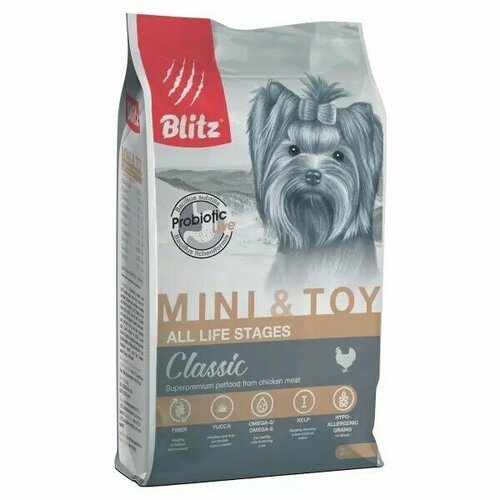 Сухой корм для собак миниатюрных и мелких пород Blitz Mini&Toy с курицей 2 кг