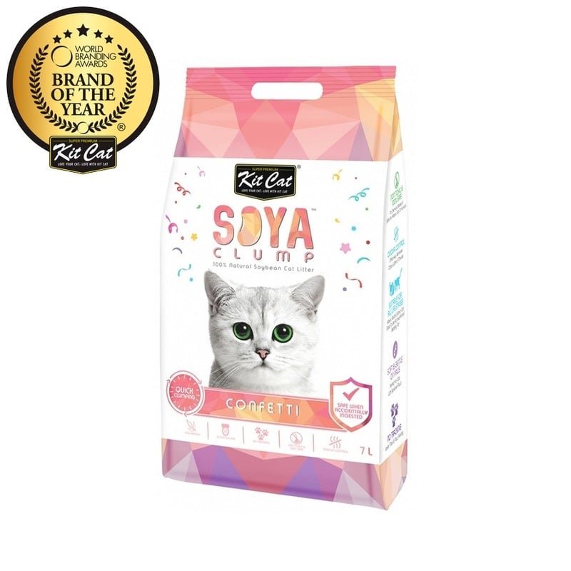 Kit Cat SoyaClump Soybean Litter Confetti соевый биоразлагаемый комкующийся наполнитель с разноцветными гранулами - 7 л