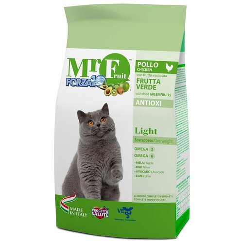 Корм Forza10 Mr.Fruit Light Verde для кошек, склонных к полноте, с курицей и экстрактами зеленых фруктов, 1.5 кг