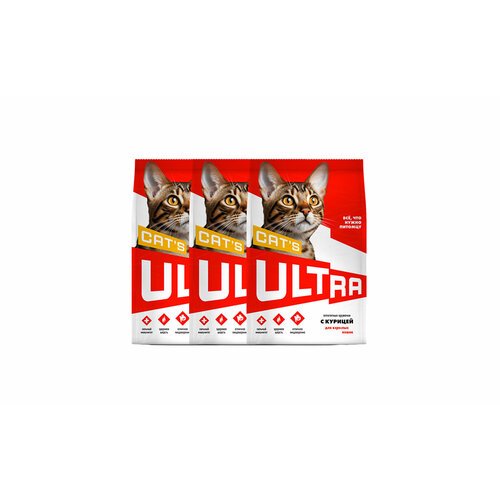 ULTRA Полнорационный сухой корм для взроcлых кошек с курицей 1,5 кг х 3 шт.