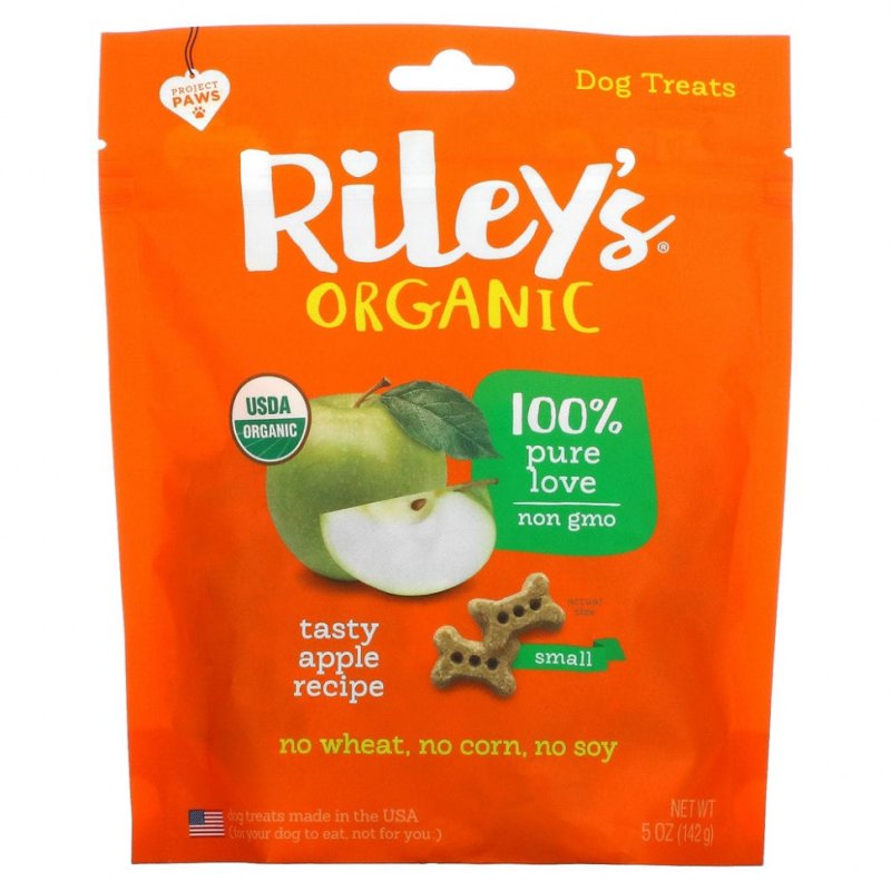 Riley’s Organics, лакомства для собак, маленькая косточка, рецепт с яблоком, 142 г (5 унций)