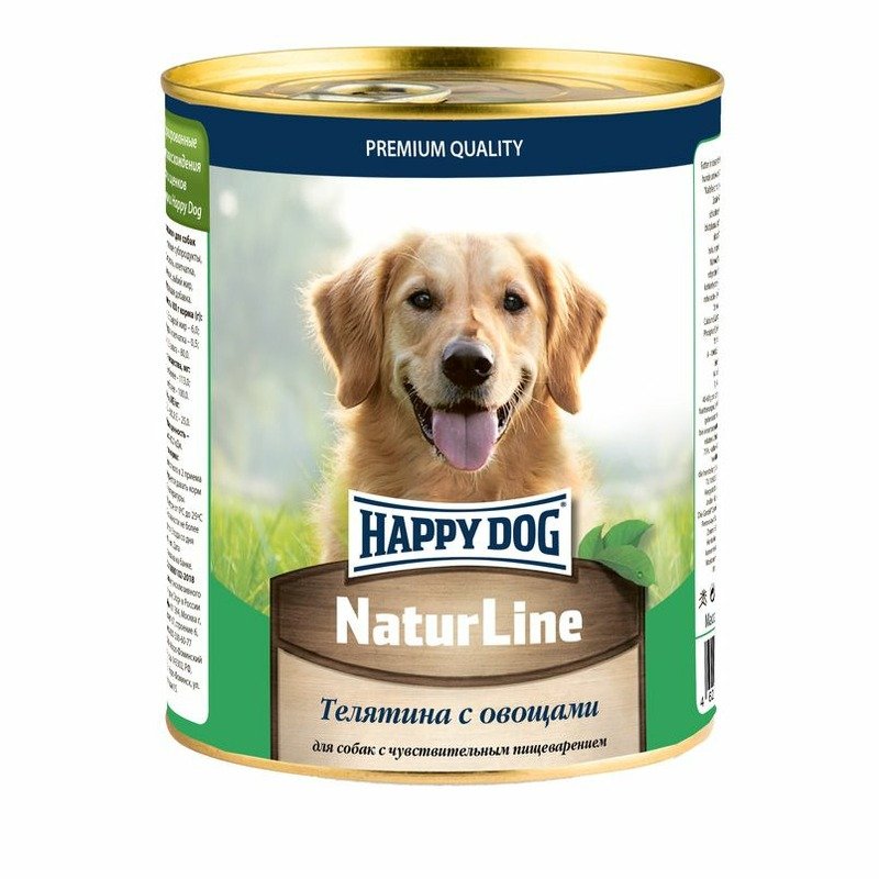 Happy Dog Natur Line консервы для взрослых собак с чувствительным пищеварением с телятиной и овощами - 970 гр х 12 шт