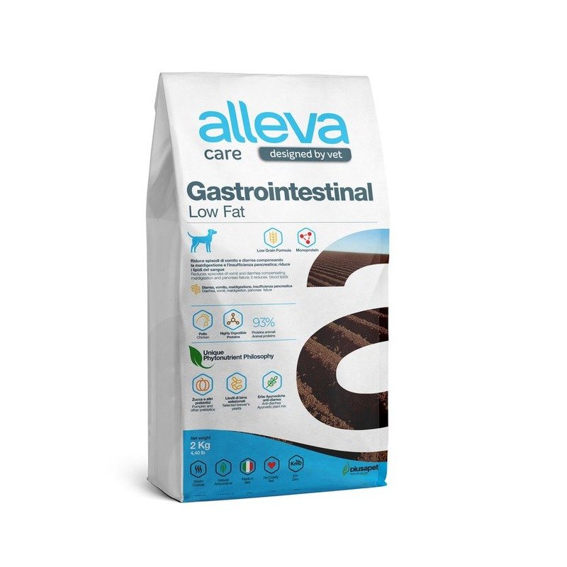 Alleva Care Dog Gastrointestinal Low Fat сухой диетический корм со сниженным уровнем жира для взрослых собак, при заболеваниях ЖКТ - 2 кг