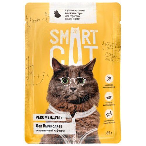 Влажный корм для кошек Smart Cat с курицей 85 г (кусочки в соусе)