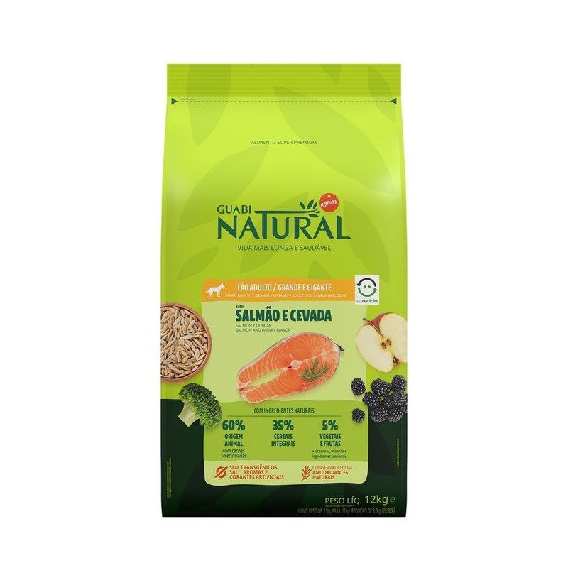 Guabi Natural Dog Adult корм для собак крупных пород, с лососем и ячменем - 12 кг