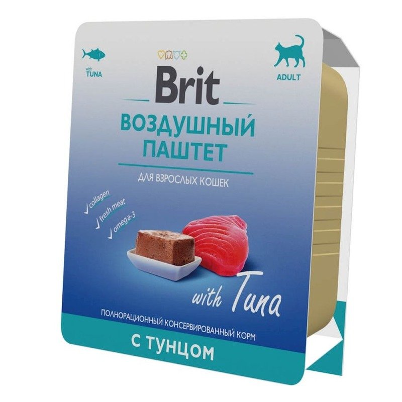 Brit Premium полнорационный влажный корм для кошек, воздушный паштет с тунцом, в ламистерах - 100 г