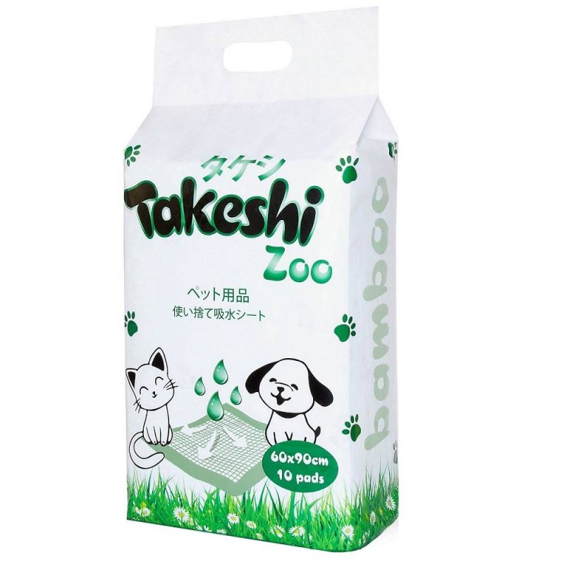 Пеленки впитывающие TAKESHI ZOO бамбуковые, с гелем, 60х90см 10шт