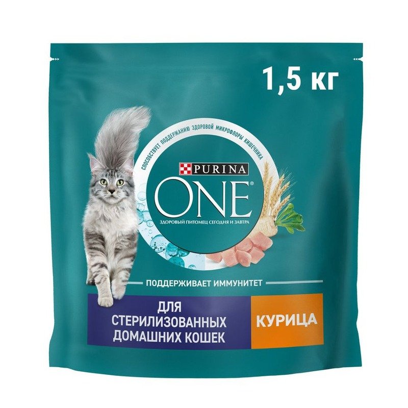 Purina ONE сухой корм для стерилизованных кошек с курицей и цельными злаками - 1,5 кг