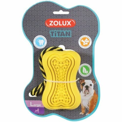 Игрушка для собак Zolux Титан, кость-кормушка (желтая), резина, 8 см(479106JAU)