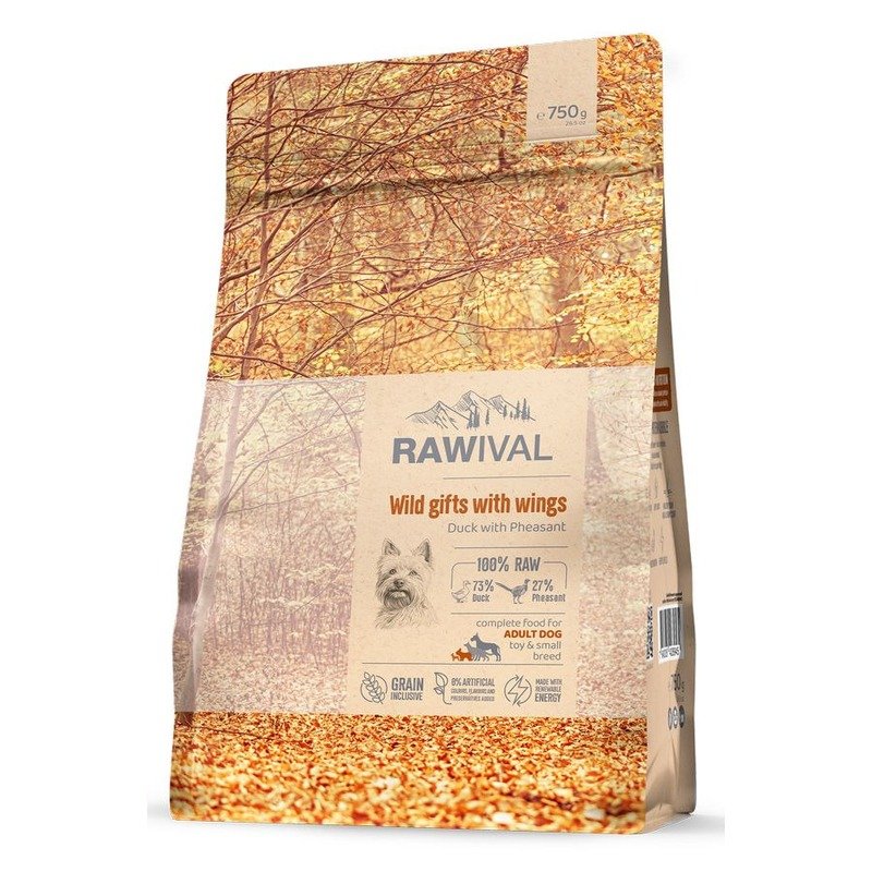 Rawival Wild Gifts with Wings сухой корм для собак карликовых и малых пород, с уткой и фазаном - 750 г