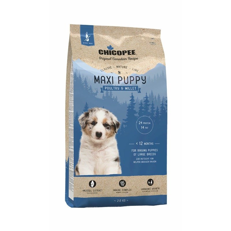 Chicopee CNL Maxi Puppy Poultry & Millet сухой корм для щенков крупных пород с птицей и просом - 2 кг