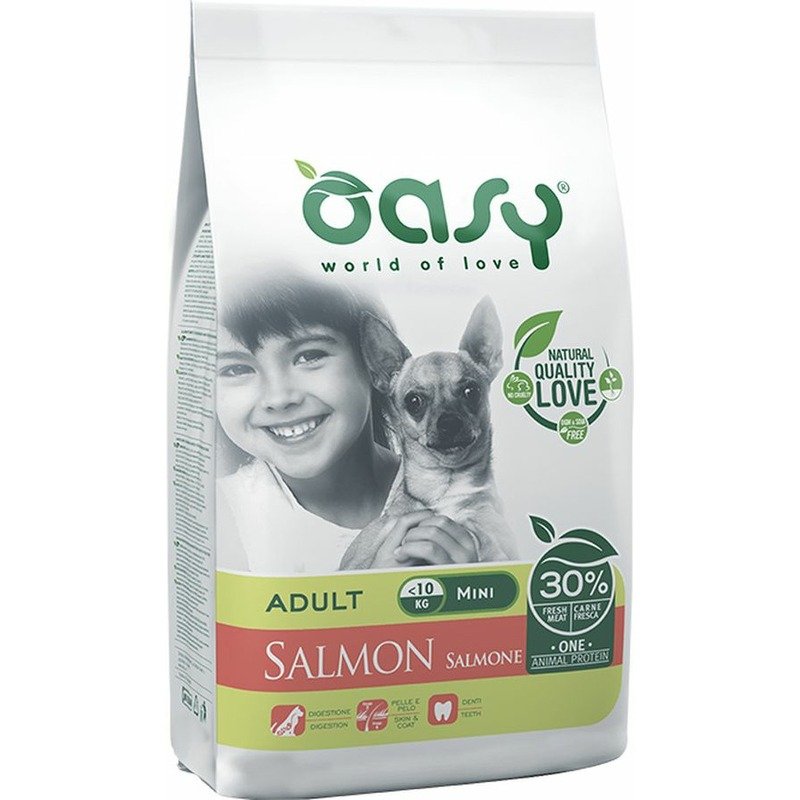 Oasy Dry OAP Small / Mini Breed Professional Монопротеин сухой корм для взрослых собак мелких и миниатюрных пород с лососем - 800 г