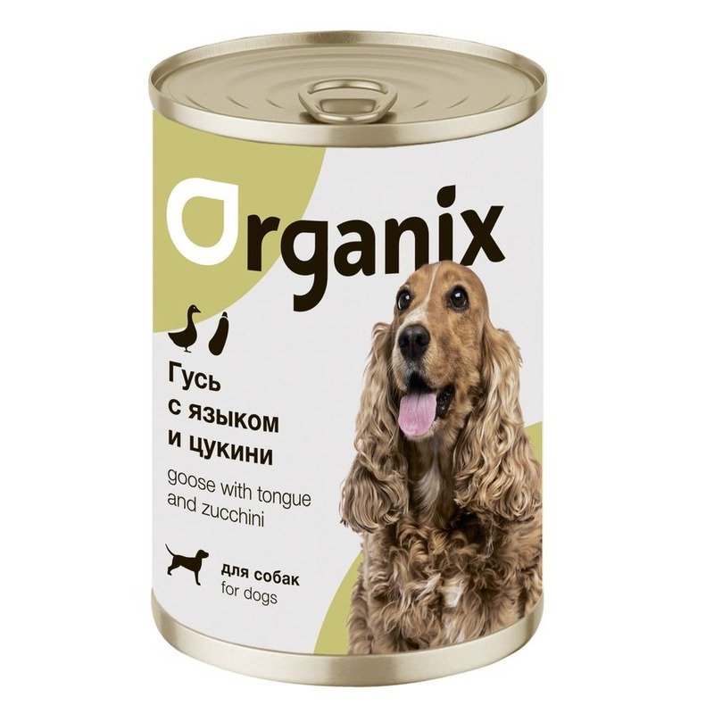 Organix влажный корм для собак, с рагу из гуся, языком и цуккини, в консервах - 400 г