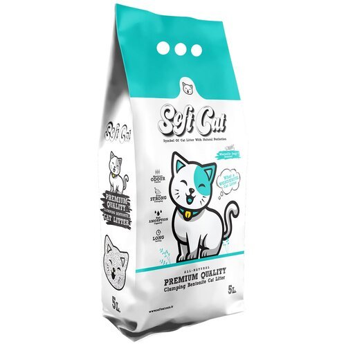 ​​​​​Наполнитель для кошек Soft Cat, комкующийся с ароматом марсельского мыла 5 л