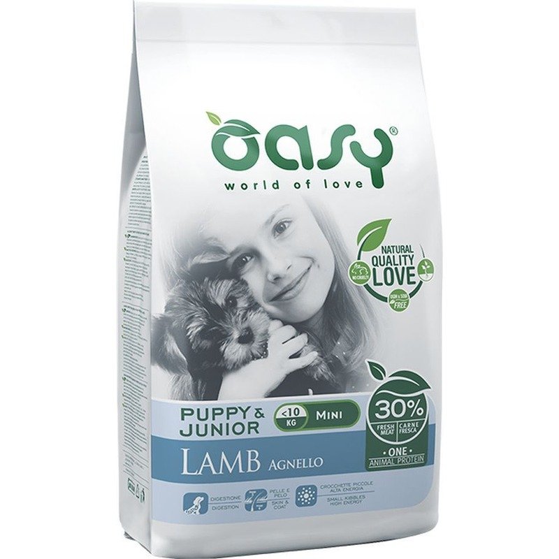 Oasy Dry Dog OAP Puppy Mini Монопротеин сухой корм для щенков и юниоров мелких пород с ягненком - 800 г