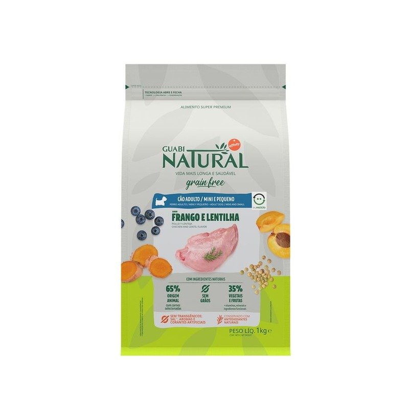 Guabi Natural Dog Grain Free корм беззерновой для собак мелких пород, с цыпленком и чечевицей - 1 кг