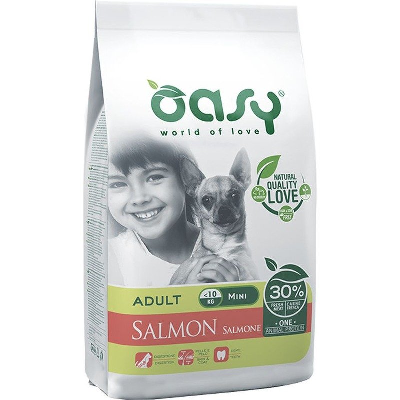 Oasy Dry OAP Small / Mini Breed Professional Монопротеин сухой корм для взрослых собак мелких и миниатюрных пород с лососем