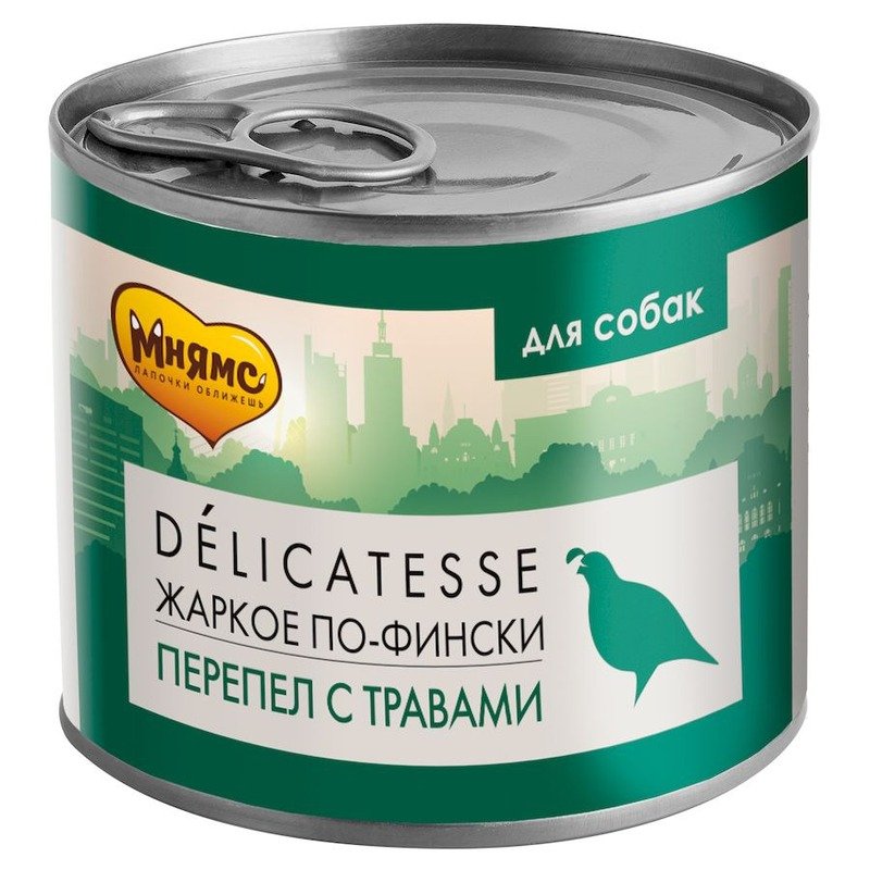 Мнямс Delicatesse \'Жаркое по-фински\' влажный корм для собак паштет из перепёлки с травами, в консервах - 200 г х 12 шт