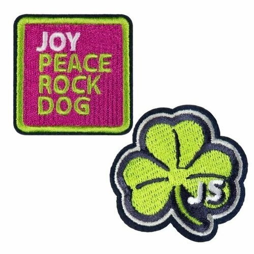 Два шеврона для амуниции животных на кнопках Joyser Walk Patches, слоган и трилистник