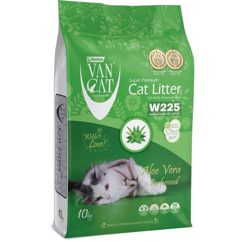 Van Cat Aloe Vera наполнитель для кошек, 100% натуральный, комкующийся, без пыли, с ароматом алоэ вера - 10 кг