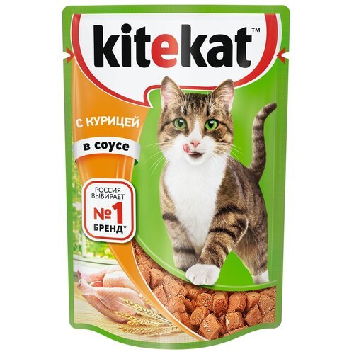 Влажный корм для кошек Kitekat курица 18 шт. х 85 г (кусочки в соусе)