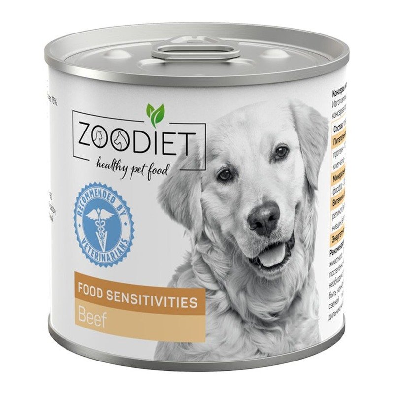 Zoodiet Food Sensitivities Beef влажный корм для взрослых собак с чувствительным пищеварением, с говядиной, в консервах - 240 г х 12 шт