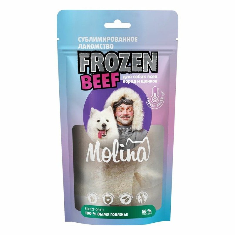 Molina Frozen сублимированное лакомство для собак всех пород и щенков \'Вымя говяжье\' - 60 г