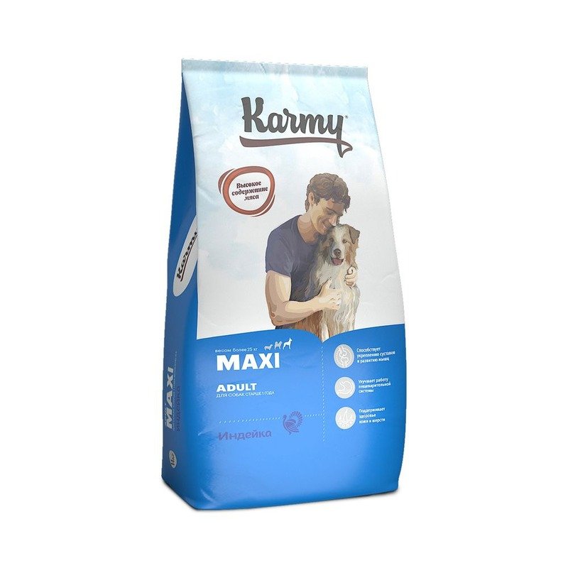 Karmy Maxi Adult сухой корм для собак крупных пород старше 1 года (Мельк), с индейкой - 14 кг