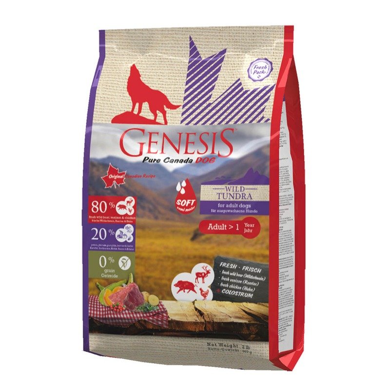 Genesis Pure Canada Wild Taiga Soft полувлажный корм для взрослых собак всех пород с мясом дикого кабана, северного оленя и курицы - 907 г