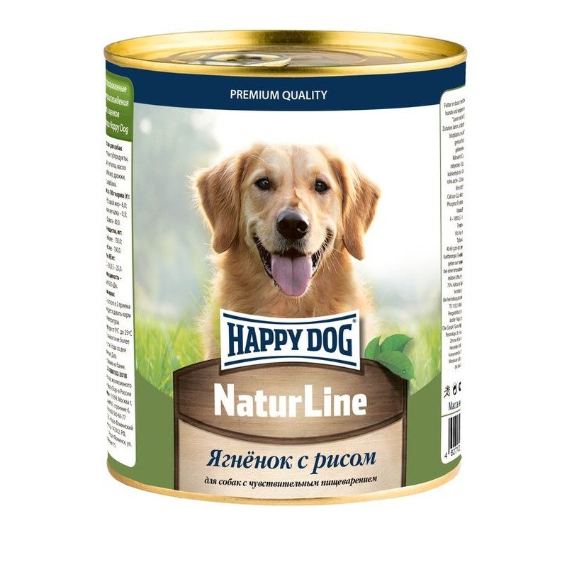 Happy Dog Natur Line консервы для взрослых собак с чувствительным пищеварением с ягненком и рисом - 970 гр х 12 шт